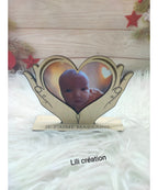 Cadre Mains Cœur en bois personnalisé avec votre photo