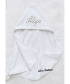 Cape de bain personnalisée blanche – Broderie prénom