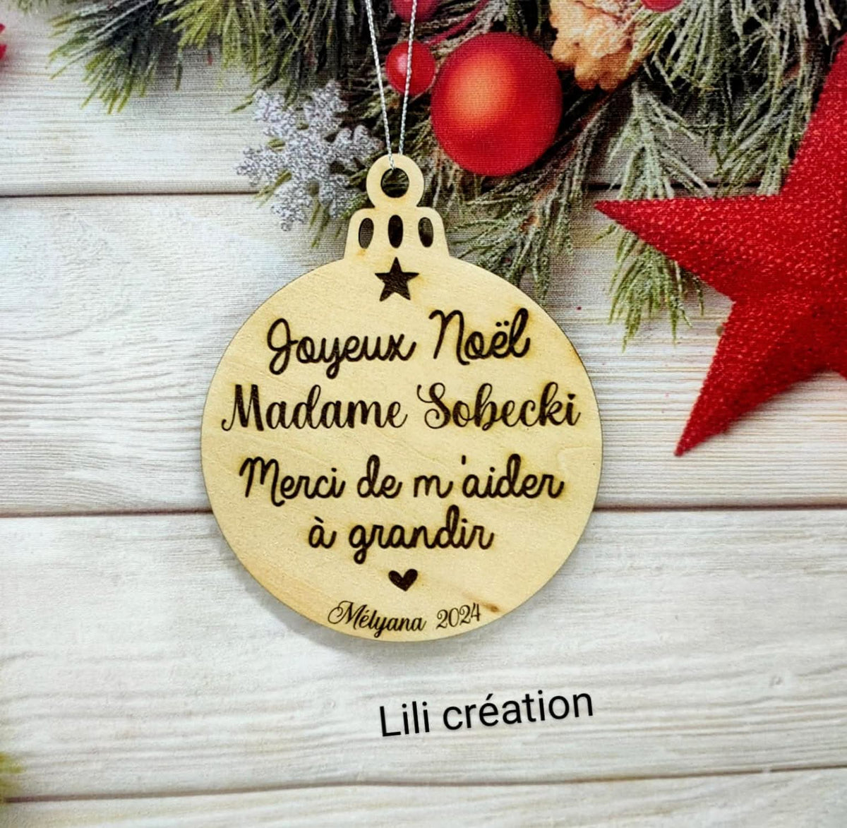 Boule "Joyeux Noël" - Merci de m'aider à grandir