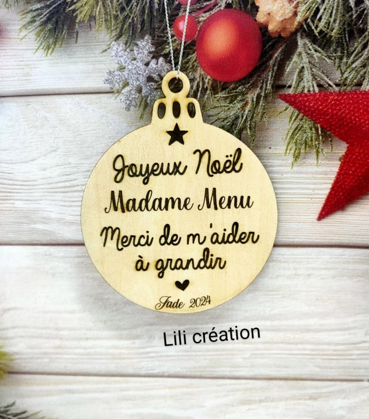 Boule "Joyeux Noël" - Merci de m'aider à grandir