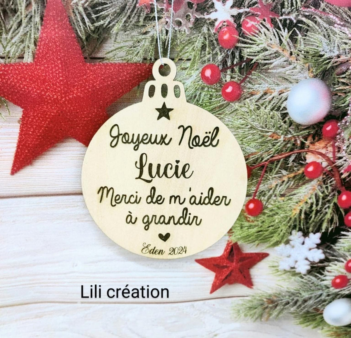 Boule "Joyeux Noël" - Merci de m'aider à grandir