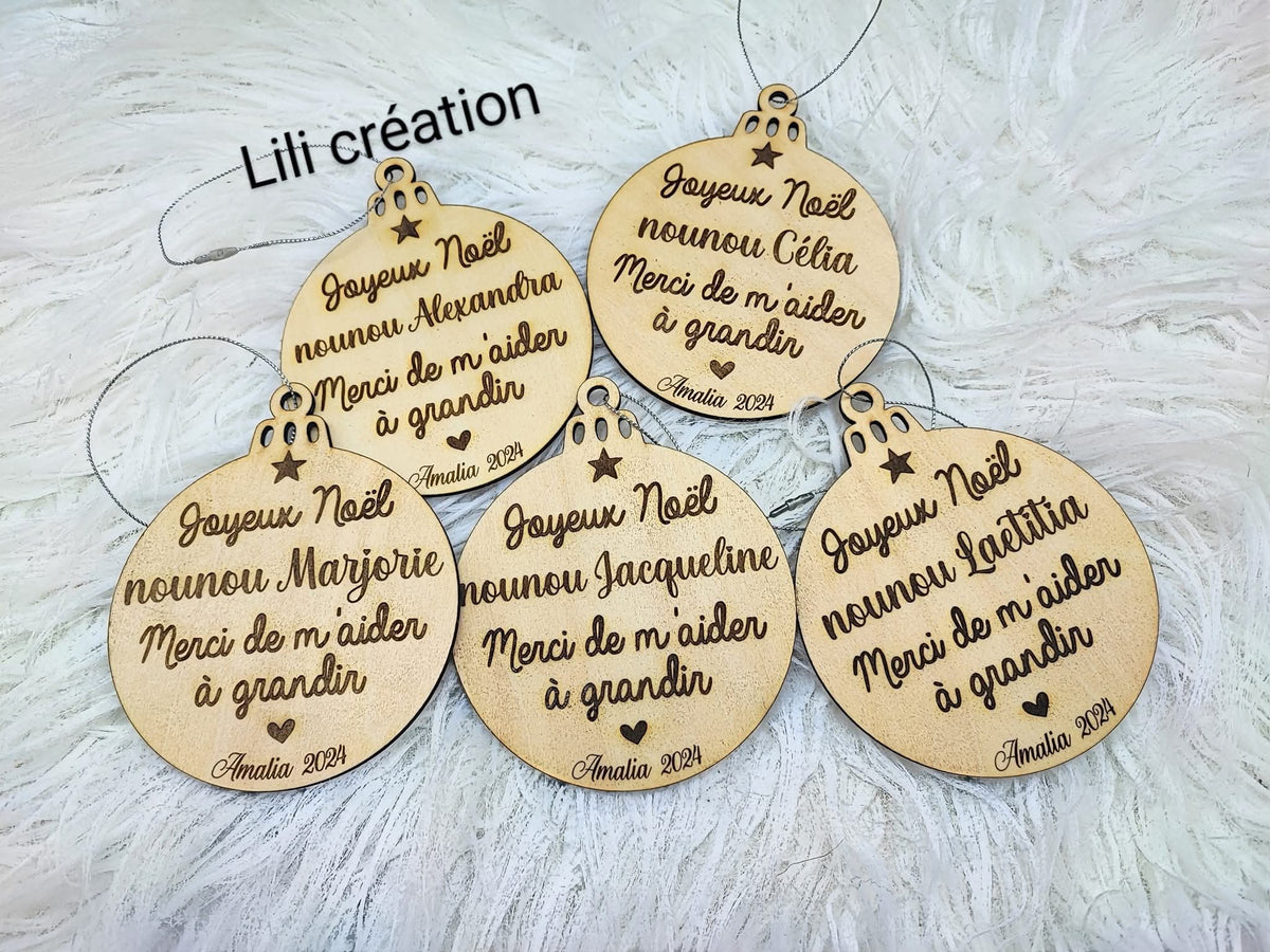 Boule "Joyeux Noël" - Merci de m'aider à grandir