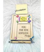 Porte bloc note personnalisé avec son stylo - Modèle crayon et affaires d'école