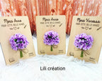 Bouquet sur planche en bois avec support