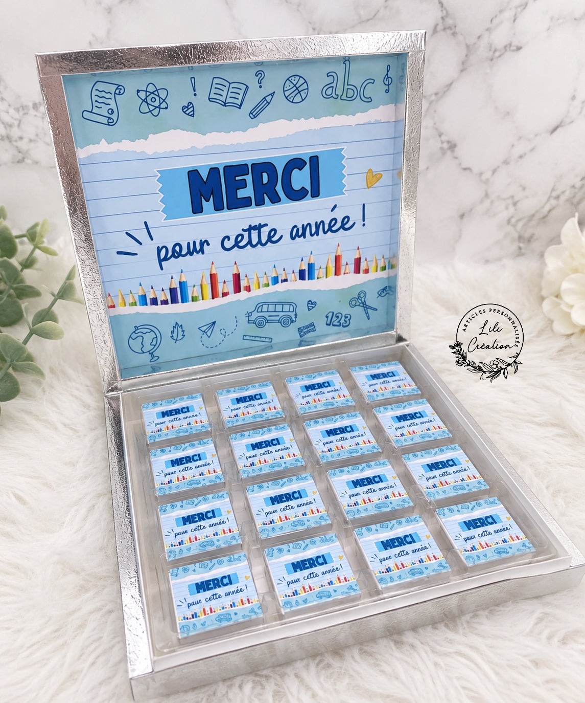 Boîte de 16 chocolats personnalisée "Merci pour cette année"