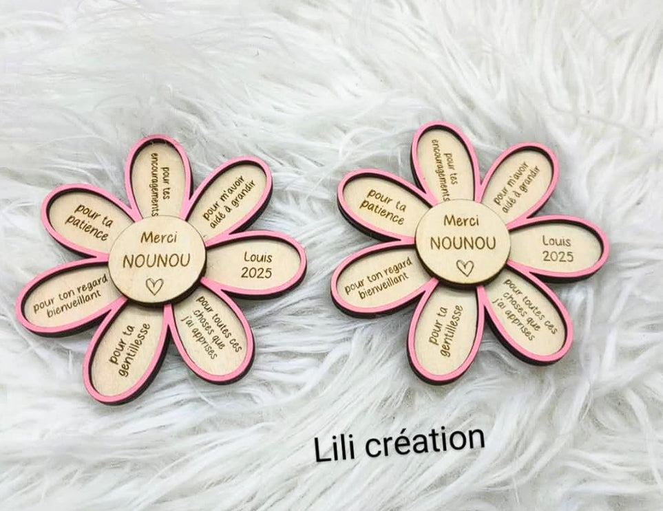 Fleur Magnet "Merci Maîtresse" – Cadeau de fin d’année scolaire personnalisé