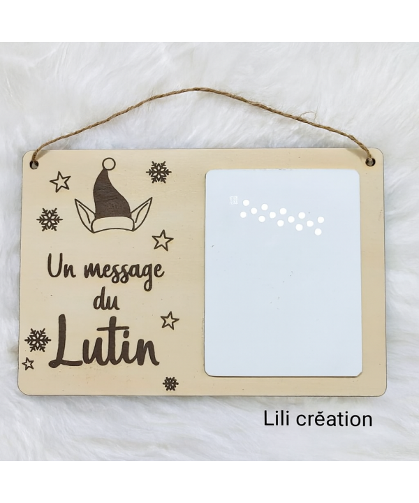 Un message du Lutin – Plaque personnalisable en bois